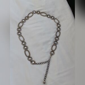 Unbranded Belt Chain Women 43.5" Silver Elegant Stone Versatile Academia Club